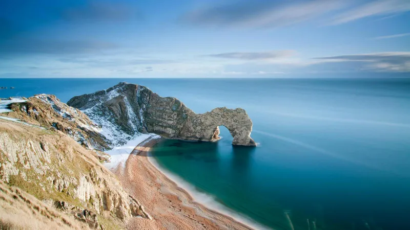 Calm sea and coastline, a moment of stillness